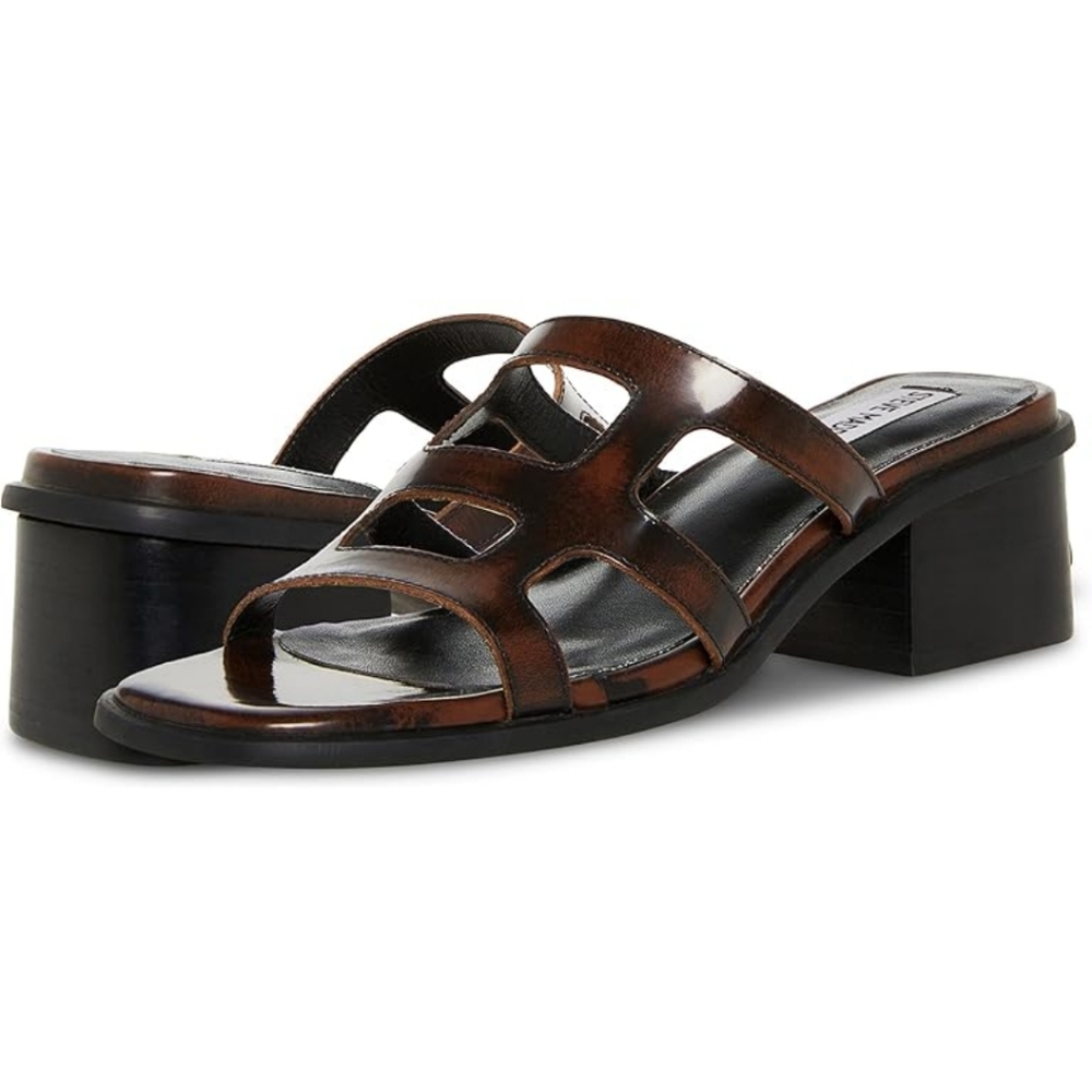 Stylish Brown Leather Women's Sandals Steve Madden Size 9 Leather Princess